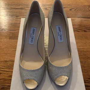 Jimmy Choo Glitter Peep Toe Pump
